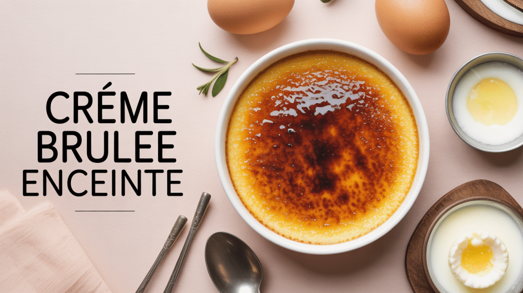 Creme brulee enceinte caramelisee avec ingredients pasteurises