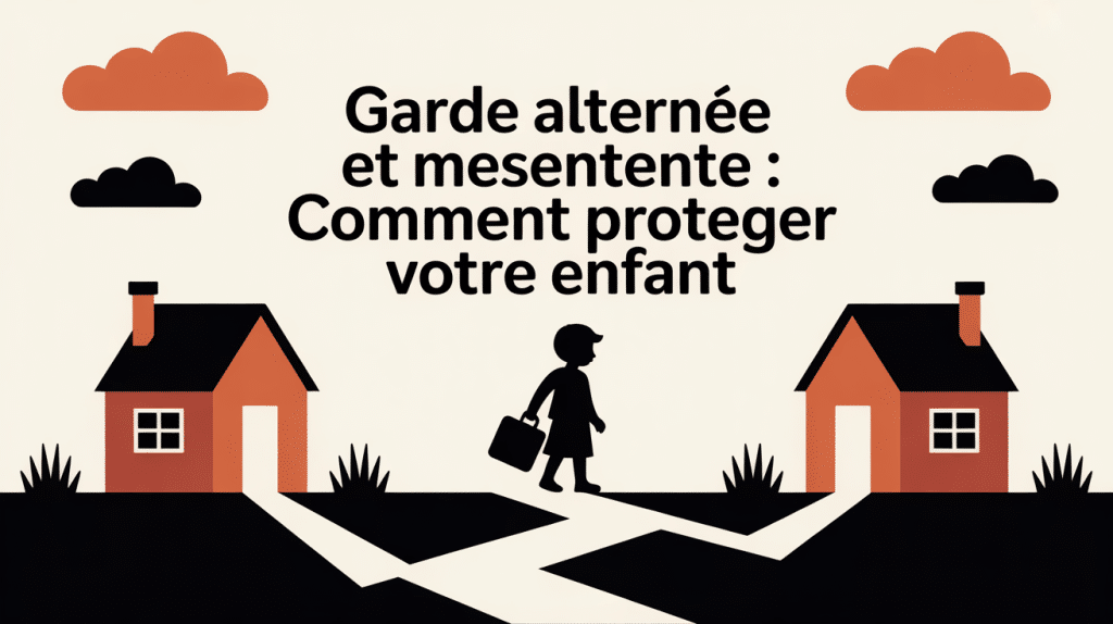 garde alternée mauvaise entente entre parents illustration enfant chemin conflit