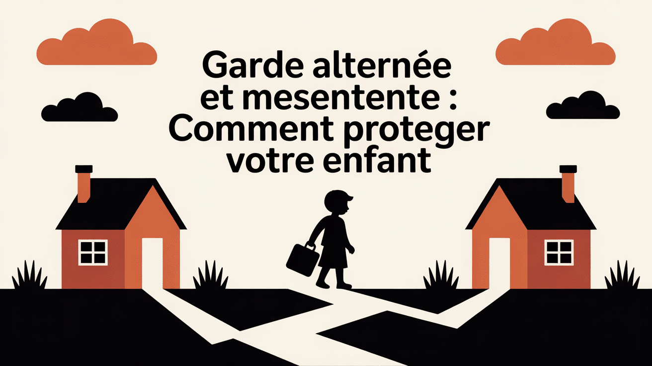 garde alternée mauvaise entente entre parents illustration enfant chemin conflit
