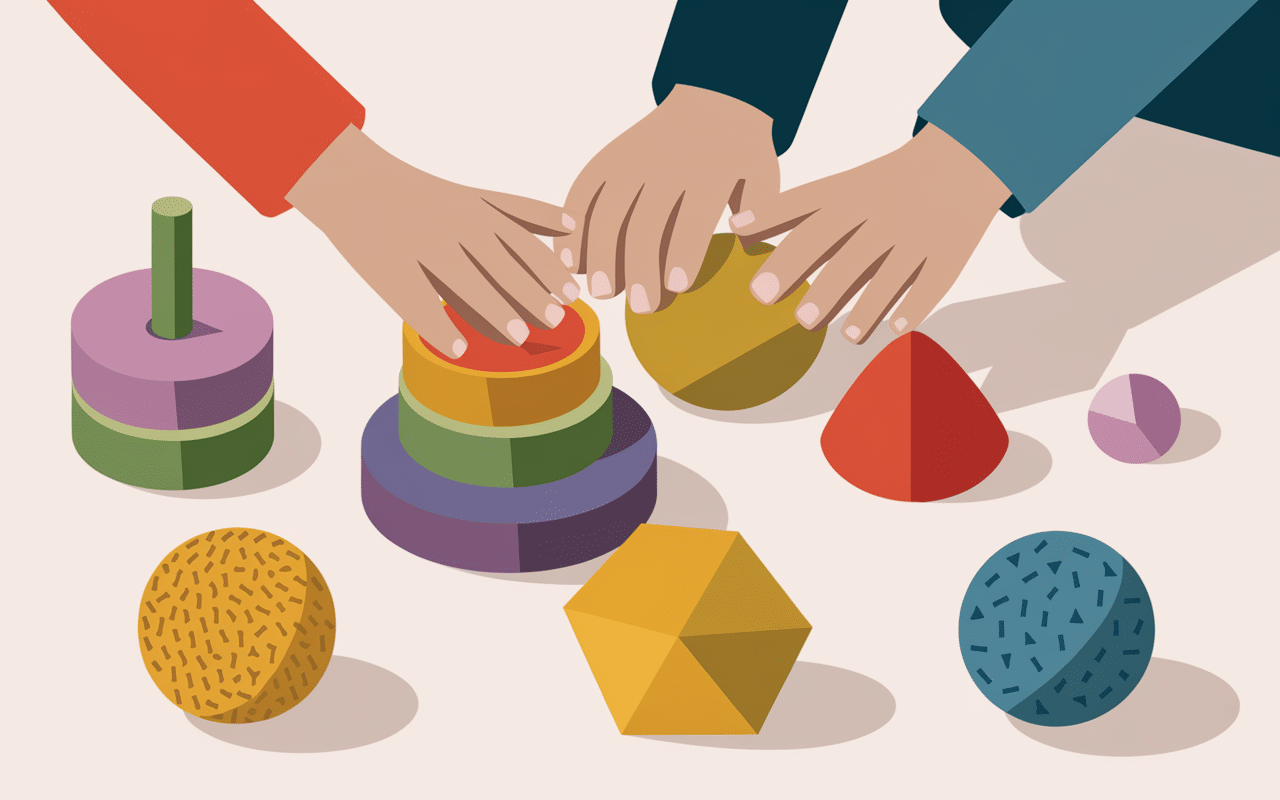 Jeux montessori 18 mois sensoriels mains enfant