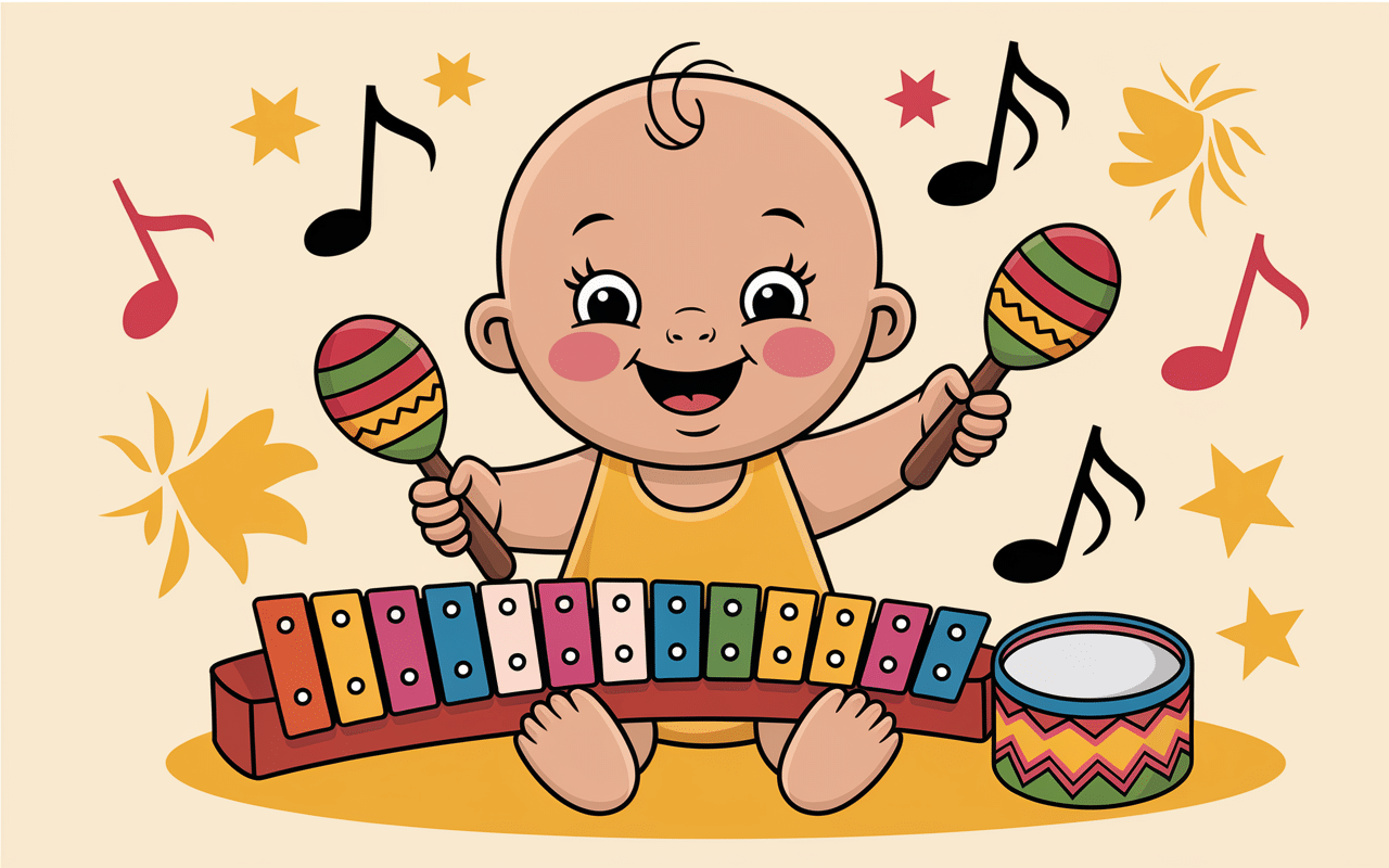 bébé instruments musique illustration
