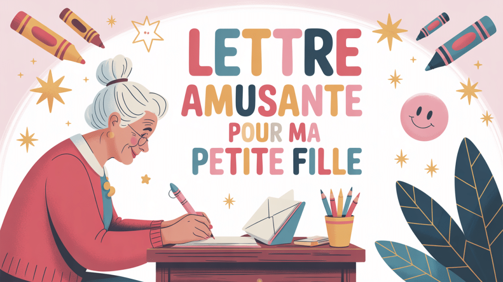 Illustration grand-mère écrivant une lettre amusante pour ma petite fille