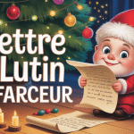 Lettre lutin farceur décor Noël féérique
