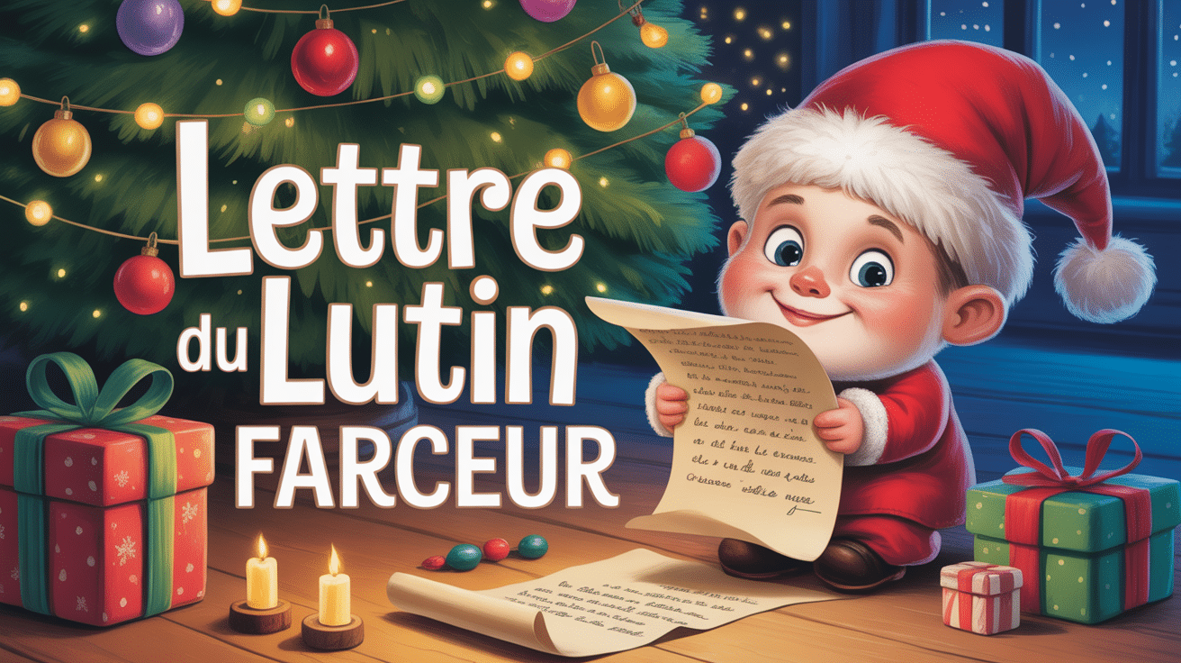 Lettre lutin farceur décor Noël féérique