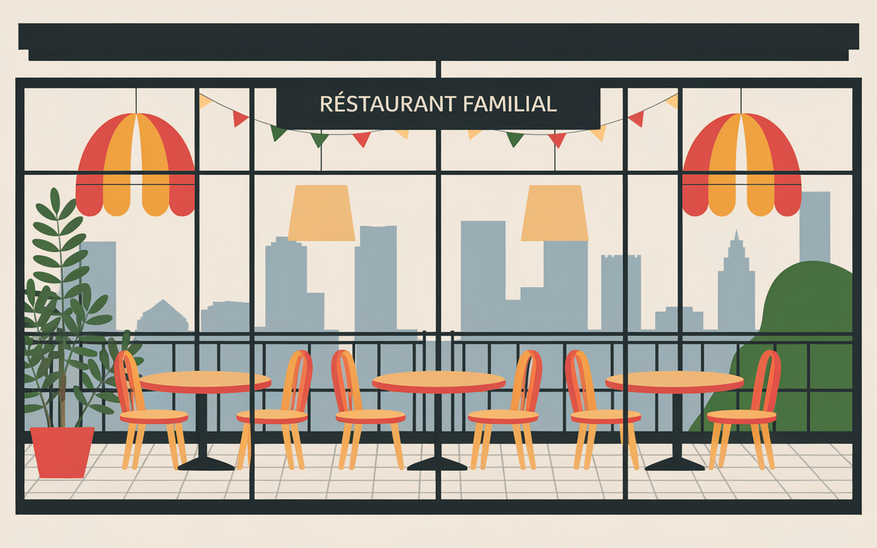 Vitrine restaurant kids friendly Lyon terrasse