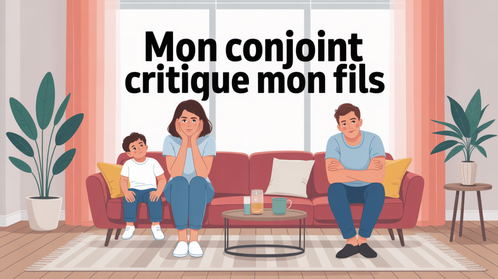 Mon conjoint critique mon fils illustration famille salle de séjour