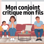 Mon conjoint critique mon fils illustration famille salle de séjour