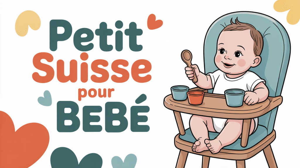 bébé avec petit suisse dans chaise haute