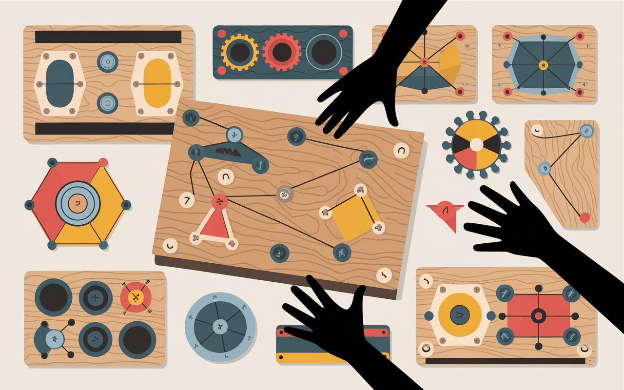 diverses planches montessori éducatives en bois