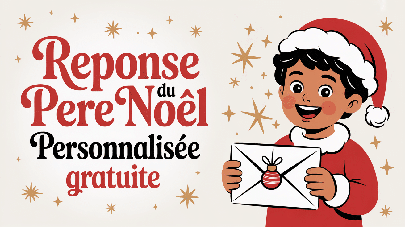 enfant heureux recevant une réponse du père Noël personnalisé gratuite