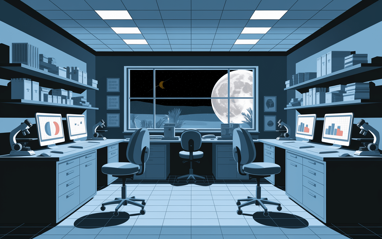 Laboratoire scientifique lune accouchement pleine lune