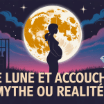 Femme enceinte silhouette devant pleine lune accouchement pleine lune
