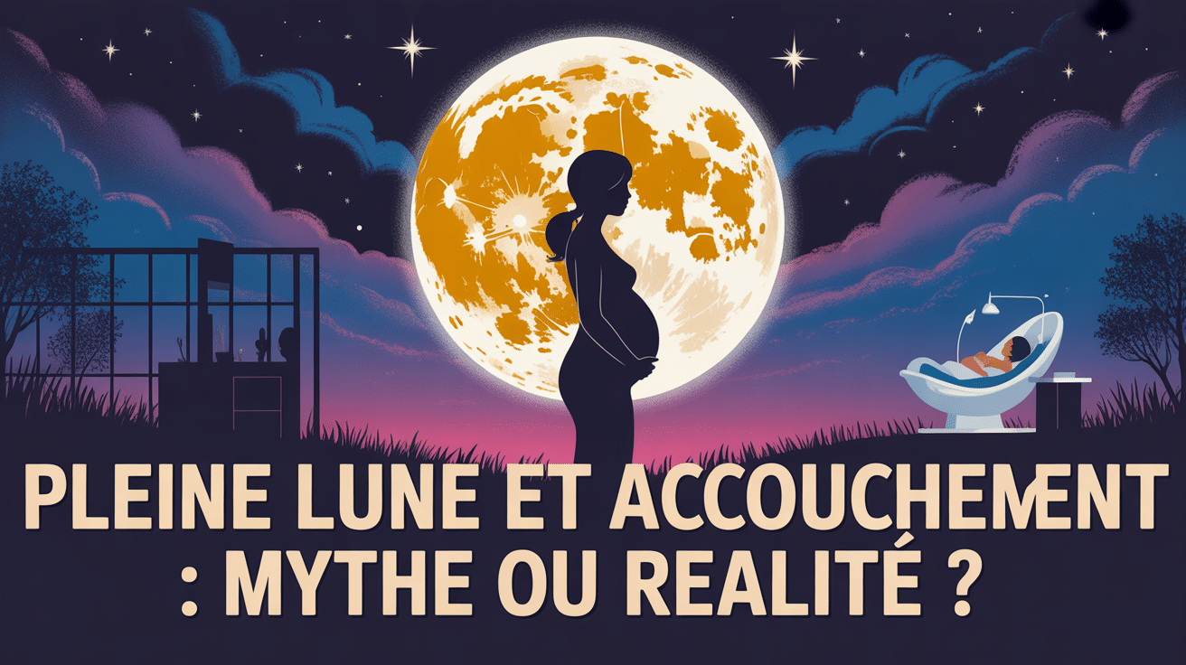 Femme enceinte silhouette devant pleine lune accouchement pleine lune