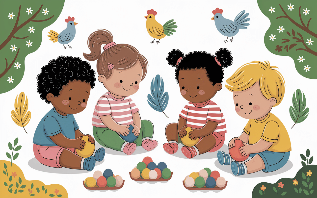 activité creche paques sensoriel enfants œufs bois