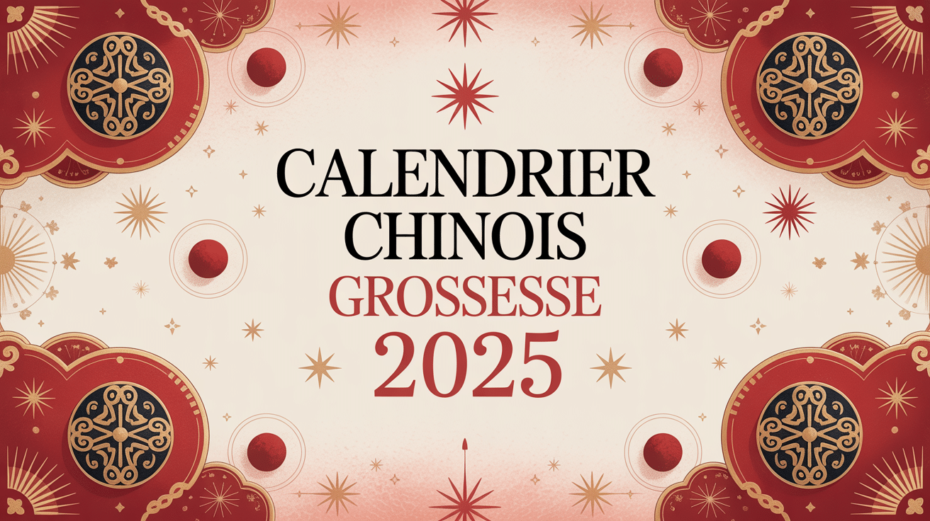 Calendrier chinois grossesse 2025 traditionnel avec motifs dorés