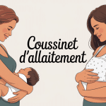 Illustration de coussinet d'allaitement avec maman et bébé