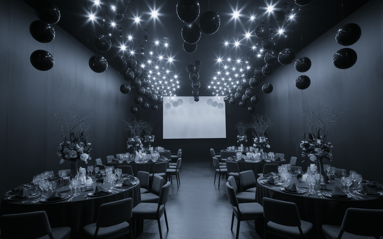 Salon décoré anniversaire Star Wars ambiance galaxie