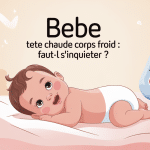 Bébé paisible fièvre tête chaude corps froid thermomètre