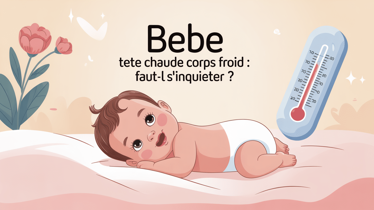 Bébé paisible fièvre tête chaude corps froid thermomètre