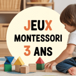 Enfant jouant à des jeux montessori 3 ans blocs formes