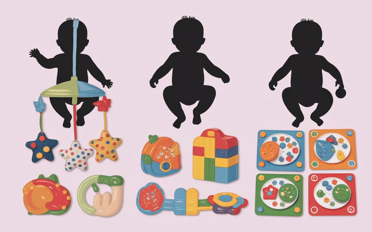 Jeux sensoriel bebe jouets adaptés mobile, manipulation, instruments