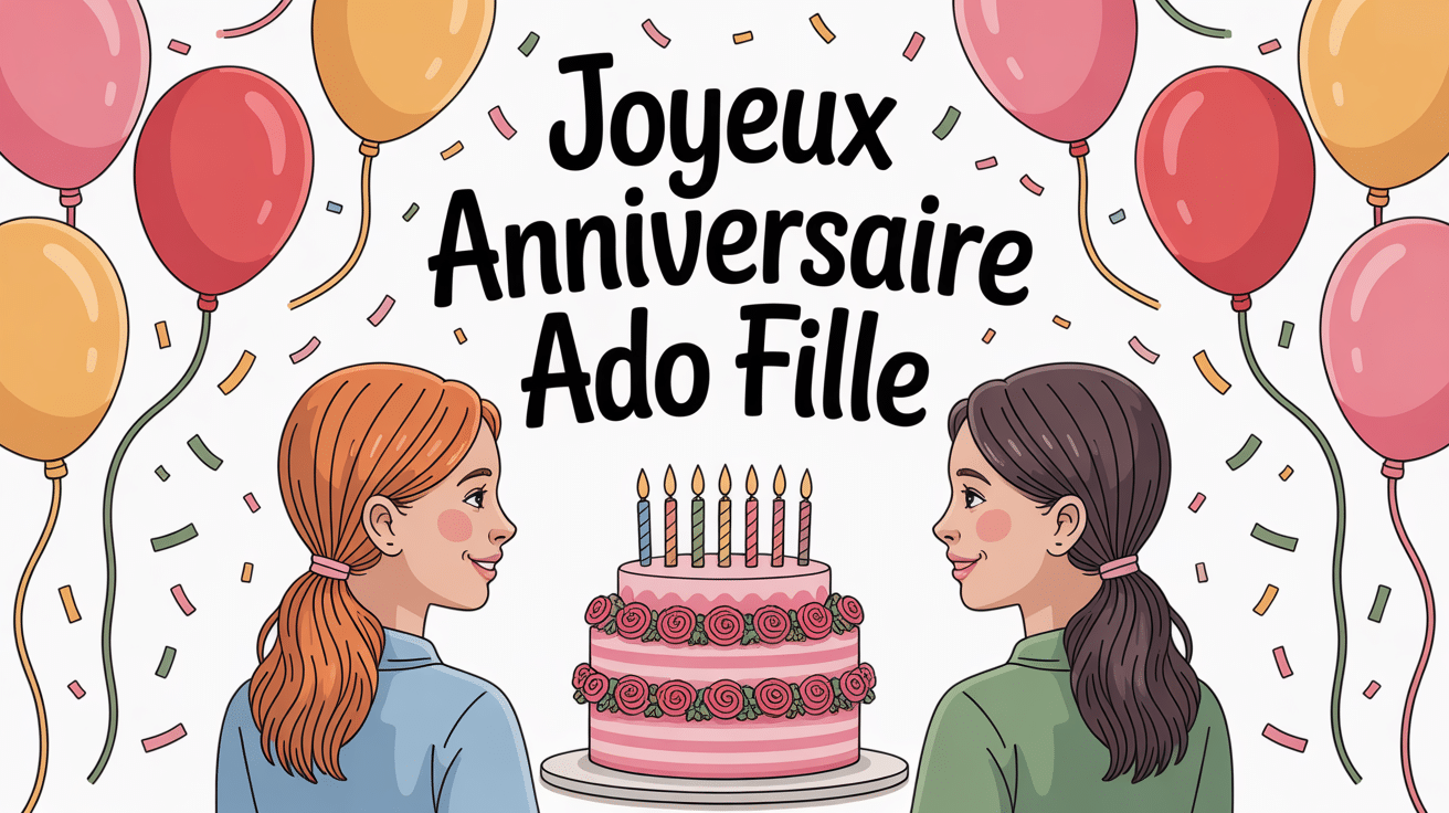 image joyeux anniversaire ado fille avec gâteau et ballons