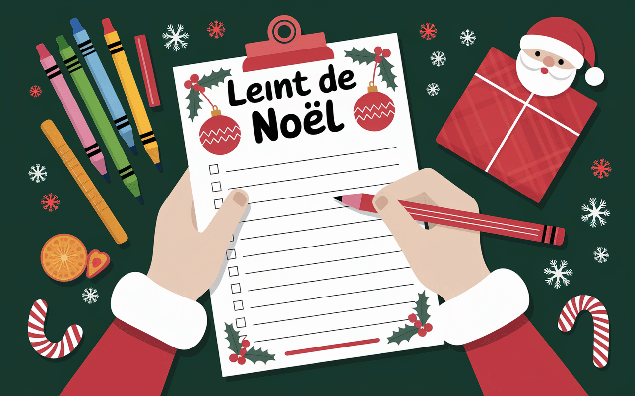 Liste pere noel a imprimer enfant crayons autocollants