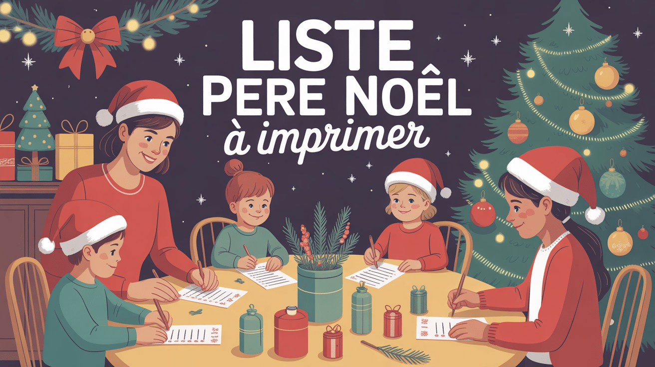 Liste pere noel a imprimer famille enfants sapin