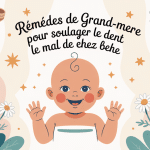 mal de dent bébé remède de grand-mère sur illustration apaisante