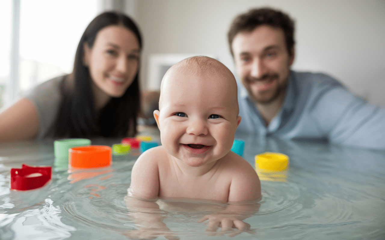 Éveil bébé tapis d'eau bébé parents