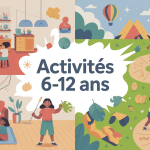 Illustration activités 6-12 ans à la maison et dehors