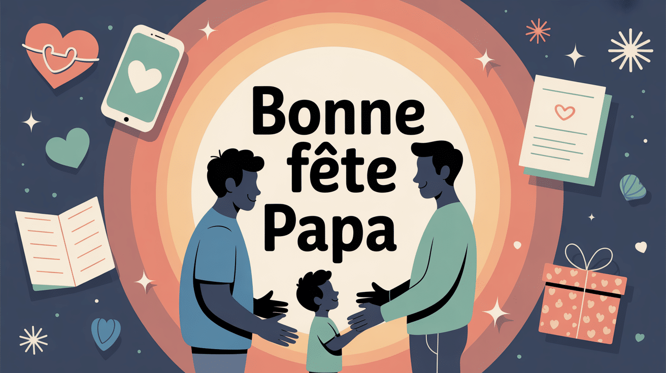 Illustration chaleureuse bonne fete papa avec pere et enfant