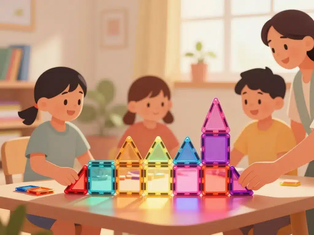 construction aimanté collaboration enfants adulte