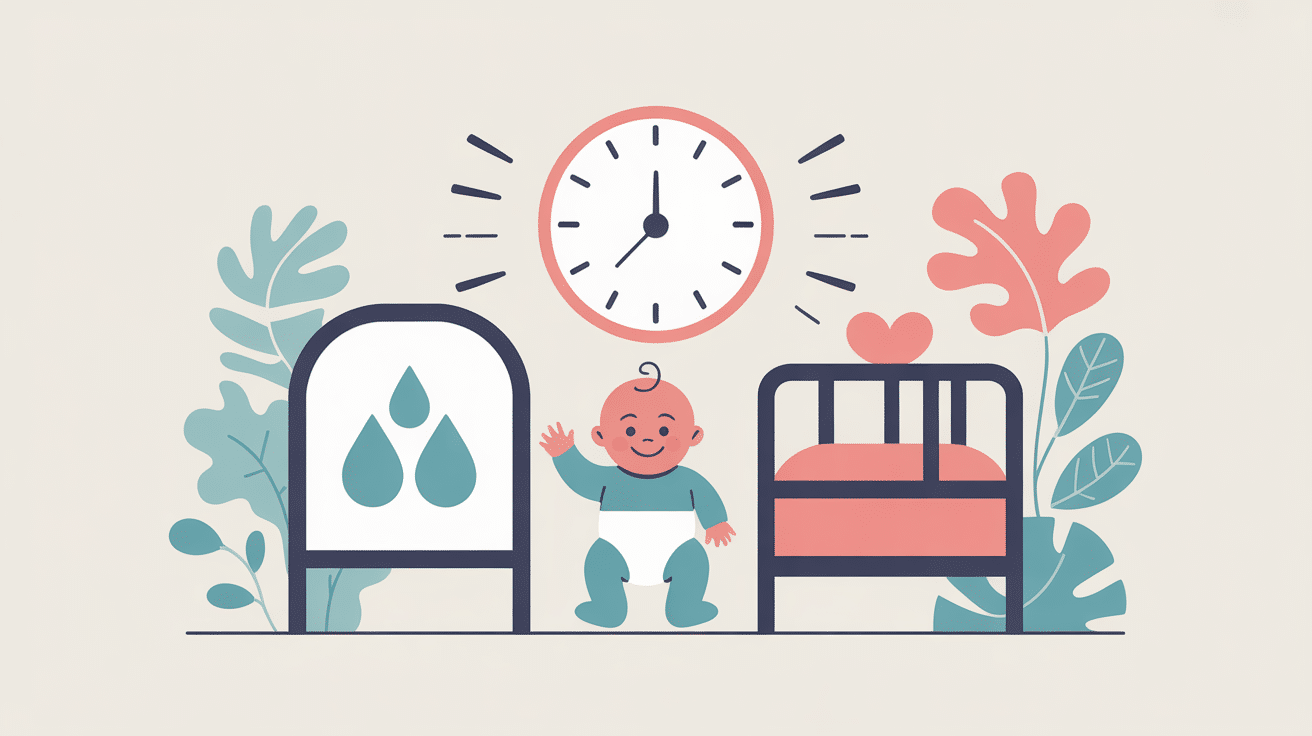 Illustration fréquence selles bébé lait artificiel avec biberon, couche et horloge