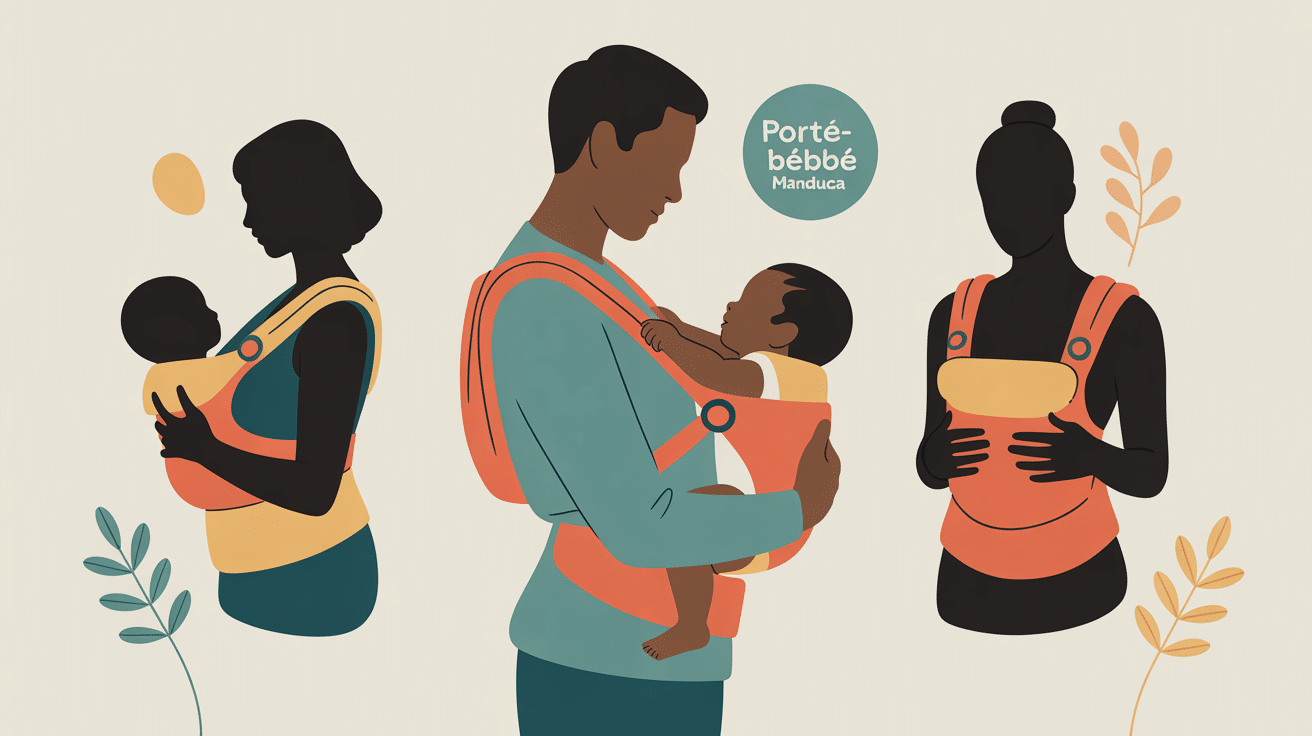 Illustration manduca position M, portage sûr