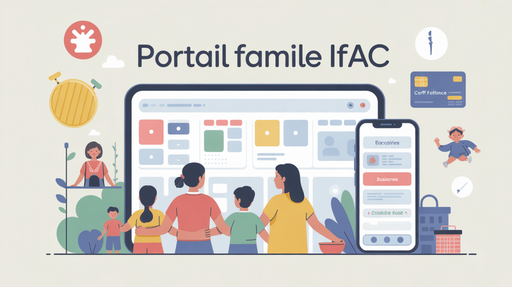 Illustration ifac portail famille : tableau de bord, inscriptions, réservations, paiements