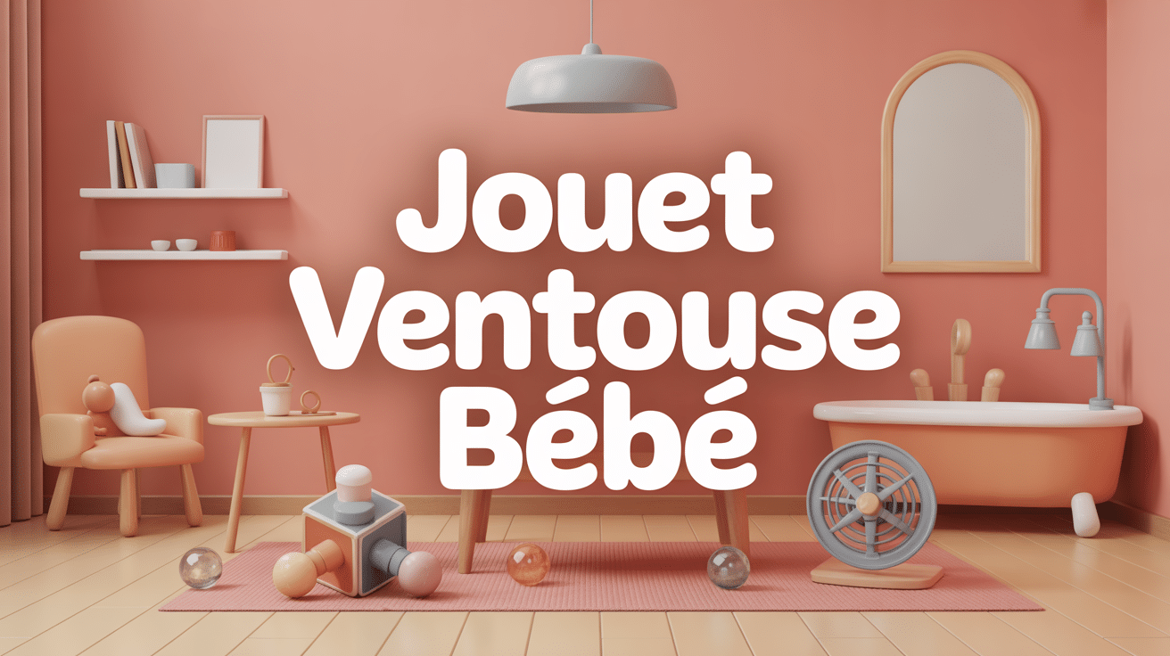Illustration jouet ventouse bebe sur chaise haute table et bain