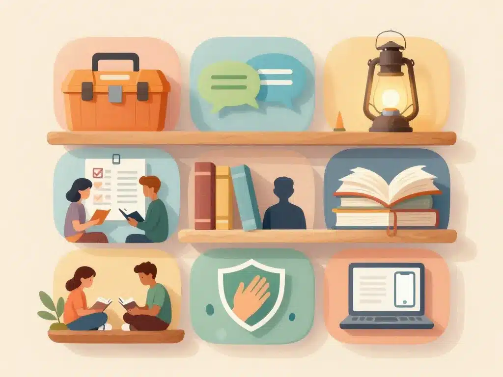 Illustration categories livre adolescence sur etagere flottante