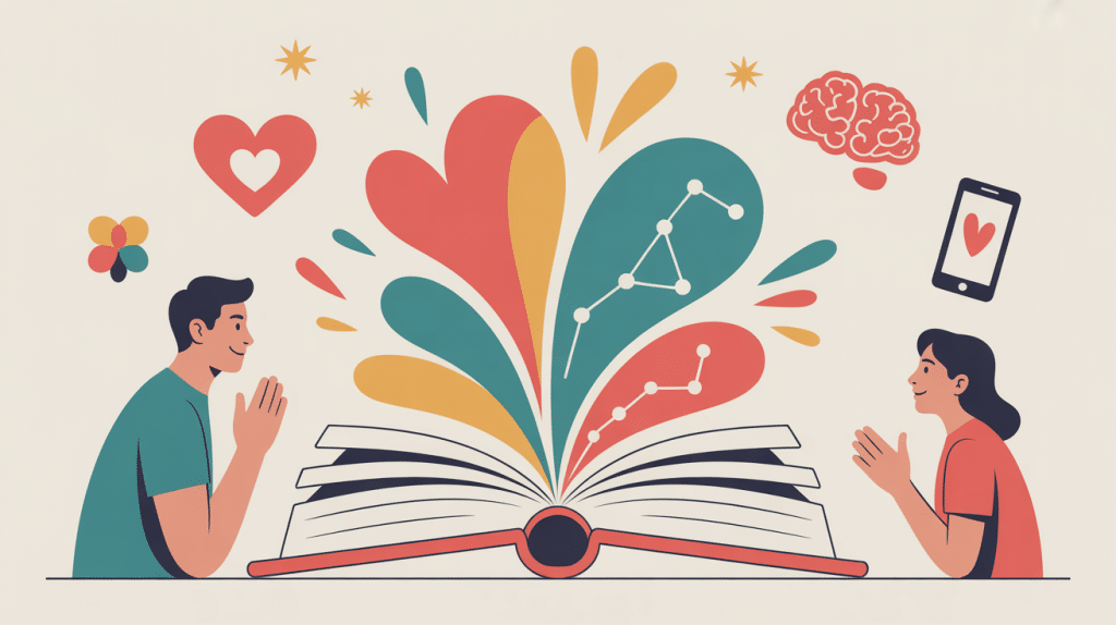 Illustration livre adolescence avec parent et ado en dialogue