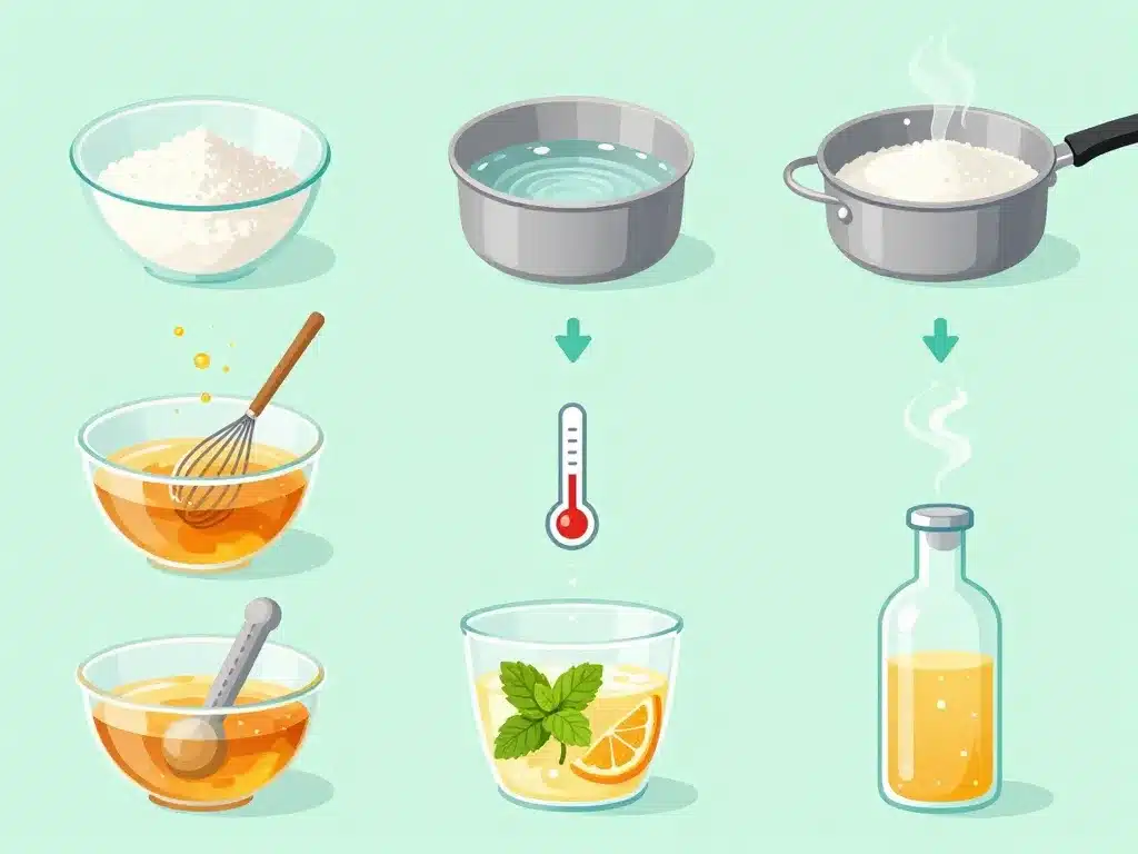 Étapes visuelles pour préparer un julep gommeux maison