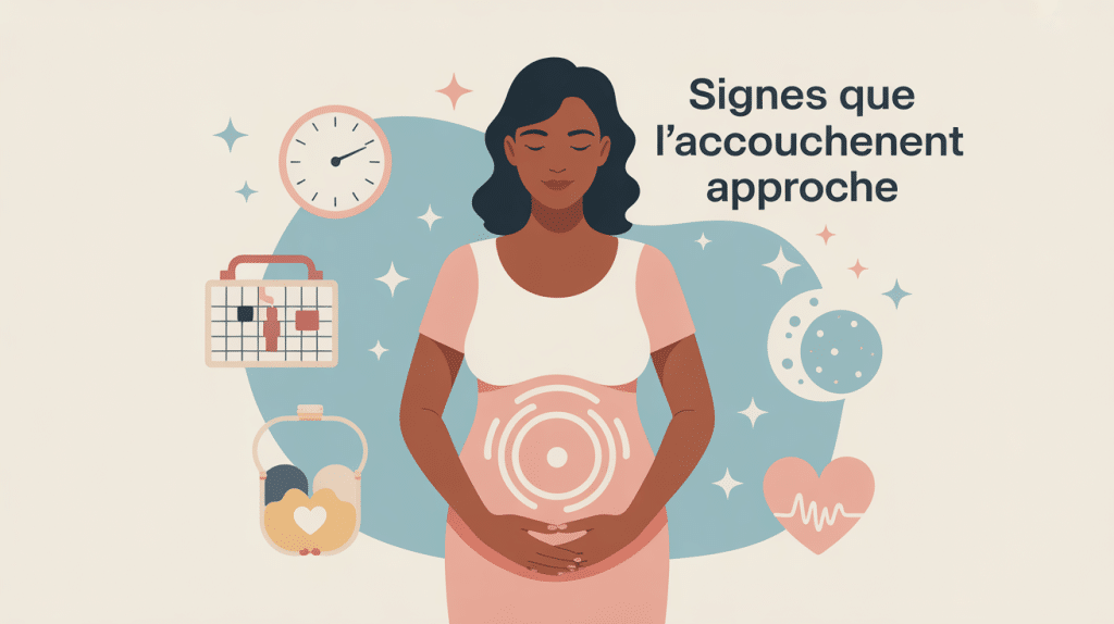 Illustration des signes fiables et truc de grand-mère pour savoir quand on va accoucher