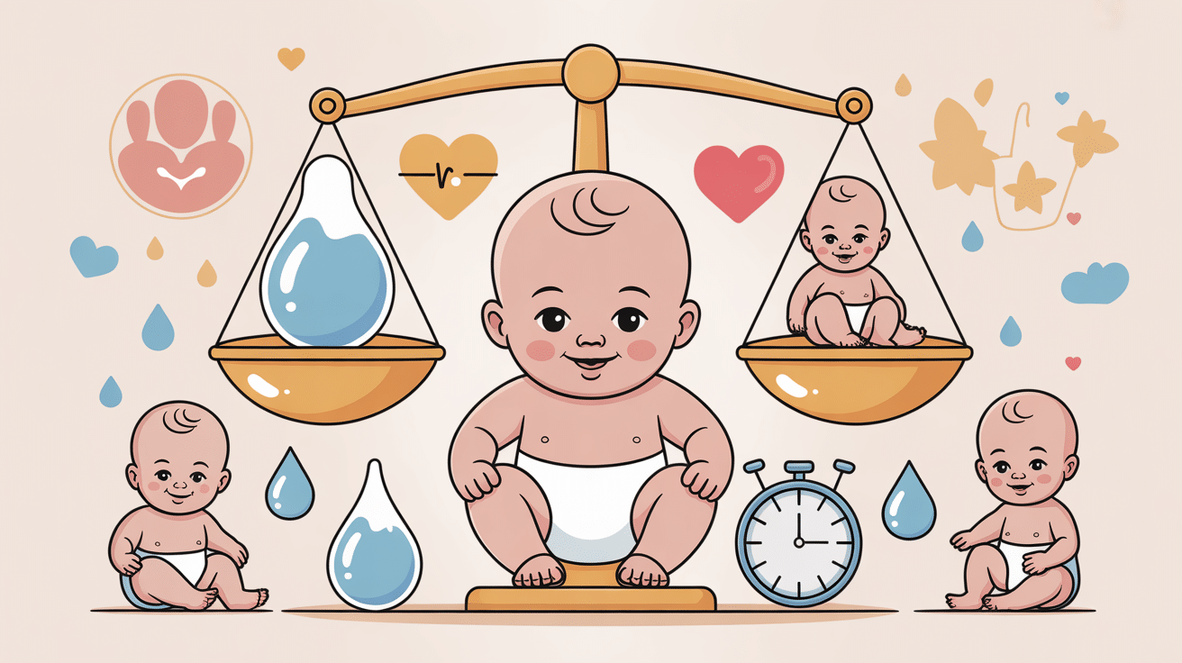 illustration biberon sur balance tableau quantité lait bébé poids