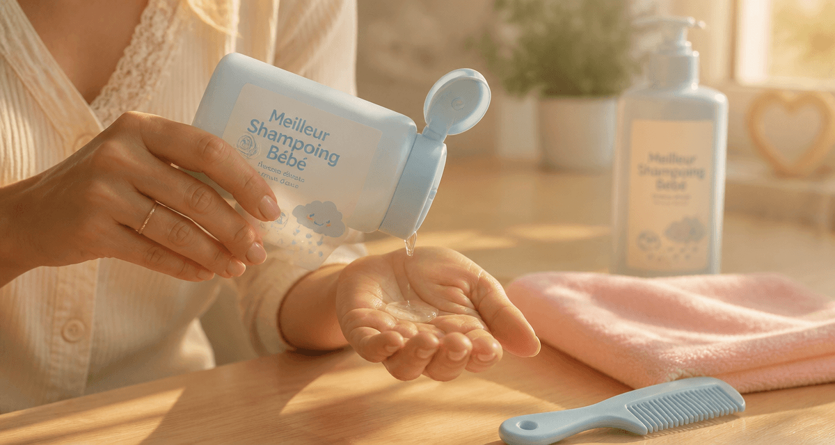Meilleur shampoing pour bebe sur table en bois