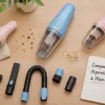Comparatif aspirateur à main avec accessoires sur table