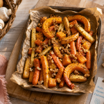 Fruit et legume automne : légumes rôtis, pommes, poires, champignons