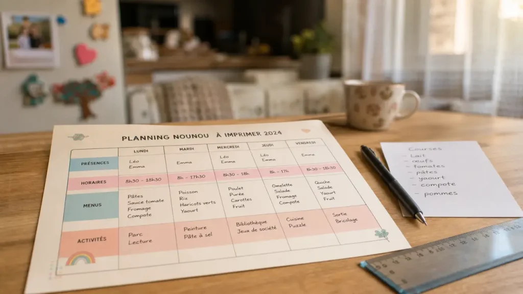 Planning nounou 2024 : 4 modèles à imprimer pour organiser vos journées sans stress