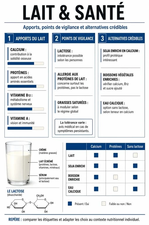 Est ce que le lait est bon pour la santé : infographie sur les apports, les risques et les alternatives au lait