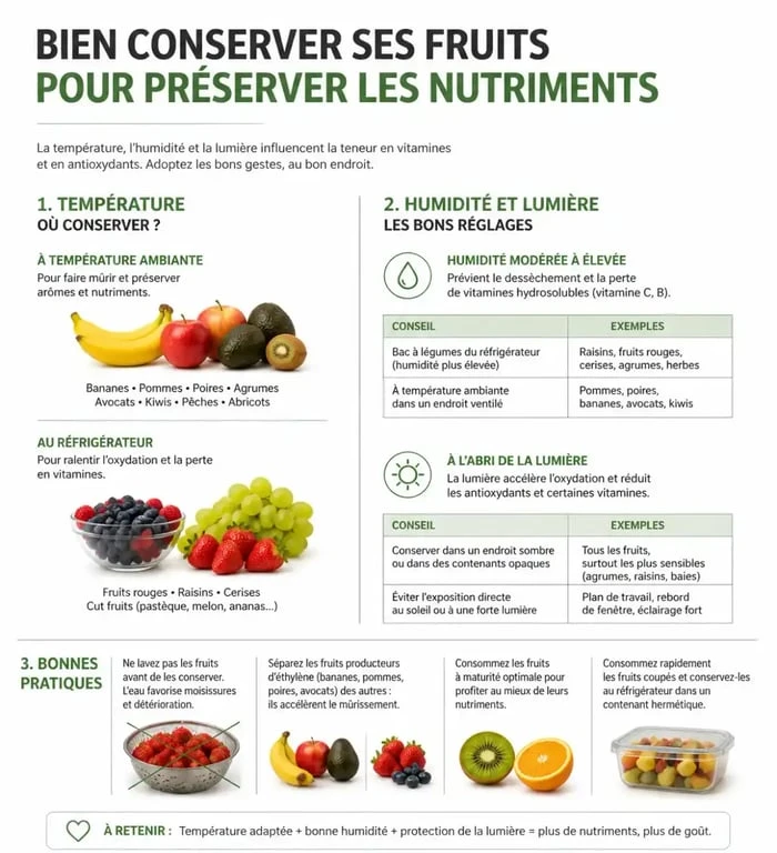 Guide visuel de conservation des fruits pour préserver leurs vitamines