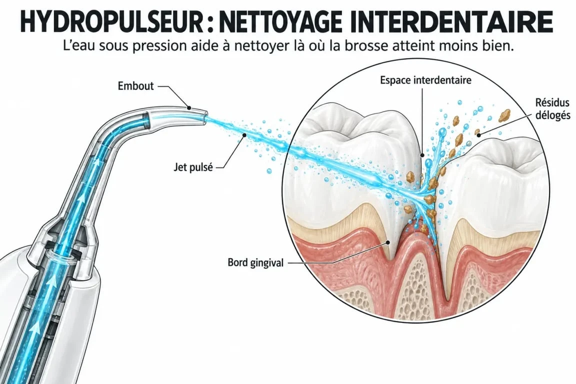Schéma explicatif du fonctionnement d'un jet dentaire pour le meilleur jet dentaire 2024
