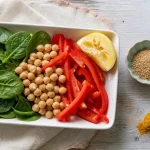 Fruits et legumes riches en fer : épinards, pois chiches et poivron